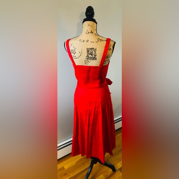 BANANA REPUBLIC RED MIDI DRESS WITH TIE BACK - Picture 5 of 10